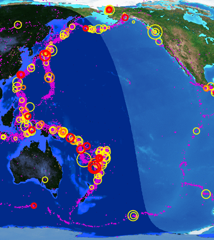 Seismic Monitor display for the Pacific coast on May 5 (Credit: Incorporated Research Institutions for Seismology)