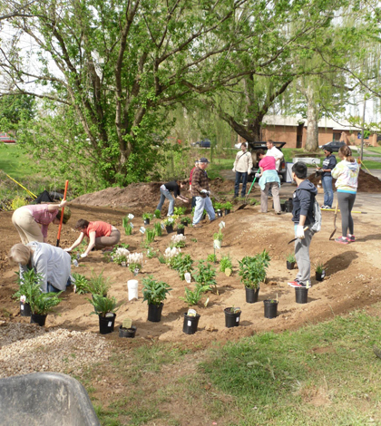 Planting the Marietta College rain garden (Credit: Andy Long)