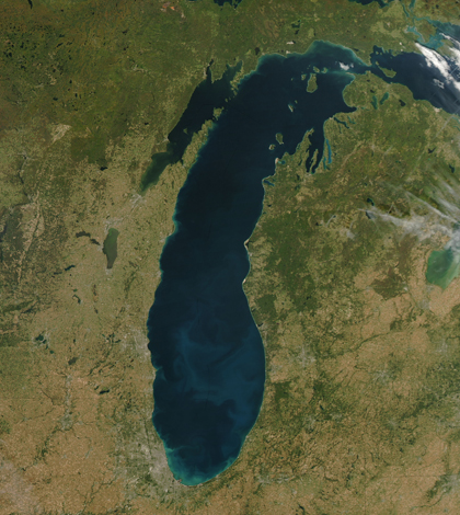 Lake Michigan satellite image (Credit: Jacques Descloitres, MODIS Rapid Response Team, NASA/GSFC)