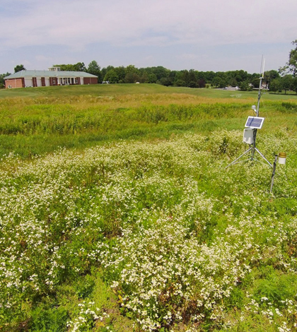 A weather station near Miller Run is an important part of the new monitoring system (Credit: Bucknell University)