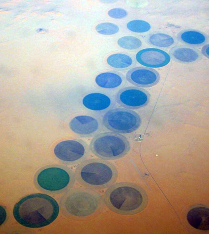 Irrigated farmland in the Sahara Desert (Credit: futureatlas.com)