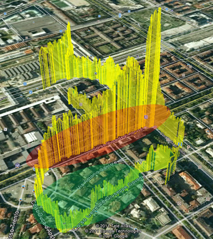 An example of measurements from EveryAware tools showing carbon monoxide measurements in Turin, Italy (Credit: EveryAware)