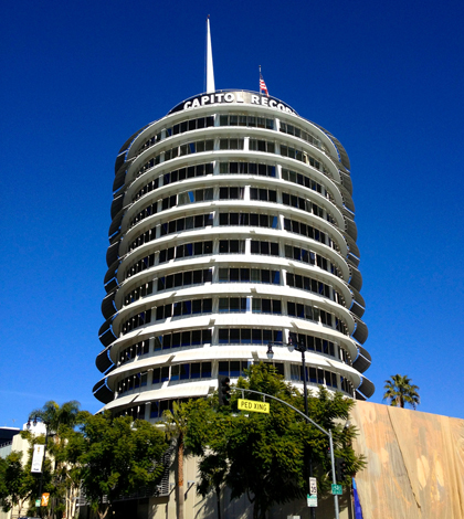 Progress on proposed buildings near the Capital Records building in Hollywood will depend on the new fault map (Credit: Alissa Walker, via Flickr)