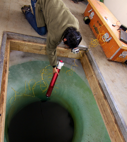 A student tests the Micro-Submersible Lake Exploration Device used to access Antarctic subglacial Lake Whillans (Credit: NASA/JPL-Caltech)
