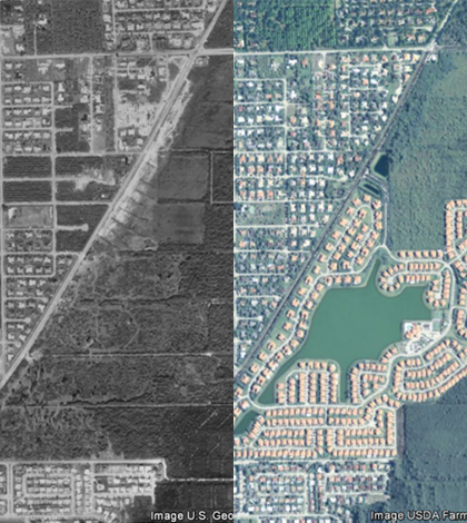 This development in Miami shows an example of land cover change from 1994 to 2010 (Credit: NOAA)