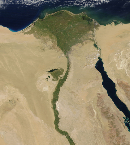 Satellite of the Nile River Delta (Credit: NASA/GSFC/Jeff Schmaltz/MODIS Land Rapid Response Team, via Flickr)