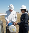 Ken Carlson and research associate check equipment at one of the Colorado Water Watch monitoring stations (Credit: Colorado State University)