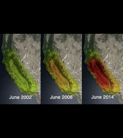 Twelve years of water loss in California based on data from NASA's GRACE satellites (Credit: NASA/JPL-Caltech/University of California, Irvine)