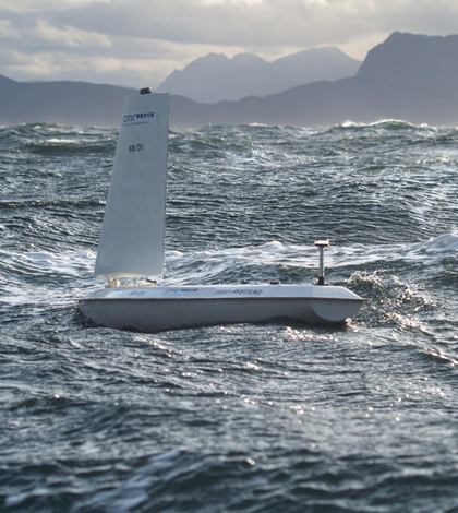 The SailBuoy on the water in another deployment (Credit: CMR Instrumentation)