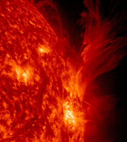 Eruptions on the sun caused by magnetic forces, and example of space weather. (Credit: NASA/Goddard/SDO)