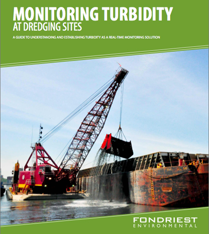 The cover of Fondriest Environmental's new guide "Monitoring turbidity at Dredging Sites" guide