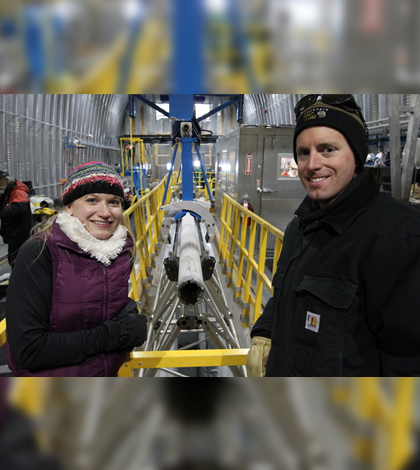 Researchers with the Deep Ice Sheet Coring Drill. (Credit: Jay Johnson)