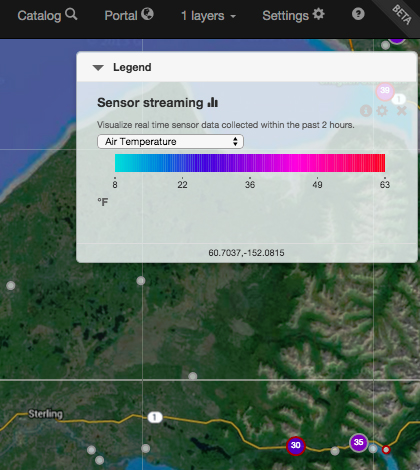 Screenshot of the AOOS real-time sensor map. (Credit: AOOS)
