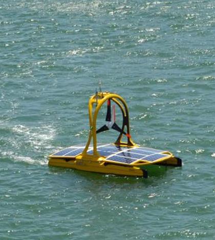 One of the three marine robots, the C-Enduro, collects water quality data. (Credit: National Oceanography Centre)