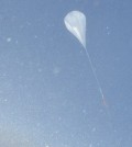 The balloon ascends through the Antarctic sky. (COSI collaboration / NASA Columbia Scientific Balloon Facility)