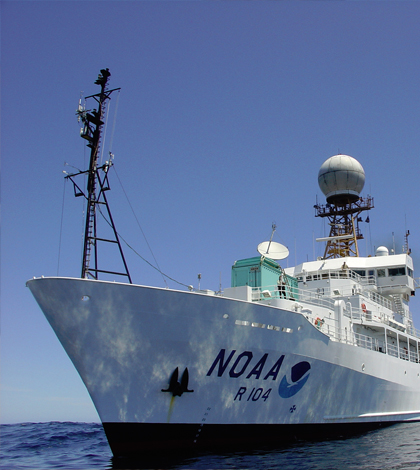 NOAA Ship Ronald H. Brown will assist scientists in the CalWater 2015 campaign to study atmospheric rivers. (Credit: National Oceanic and Atmospheric Administration)