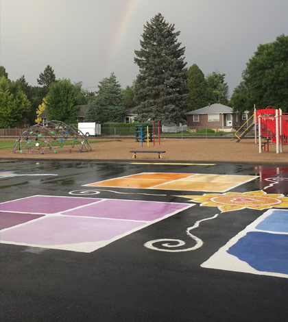 Coal-tar-based sealants are commonly used to improve the resilience and appearance of privately owned playgrounds and parking lots. (Credit: USGS)