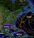 Tracking hurricane seasons after El Nino "Modoki" winters between 1990 and 2005. (Credit: NOAA)