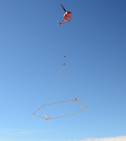 Researchers are using airborne electromagnetic sensors to explore salty aquifers. (Credit: Lars Jansan / NSF)