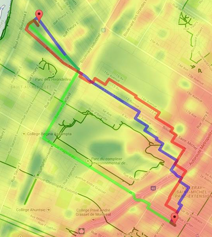 Clean Ride Mapper helps cyclists find the shortest and cleanest routes. (Screen capture from Clean Ride Mapper)