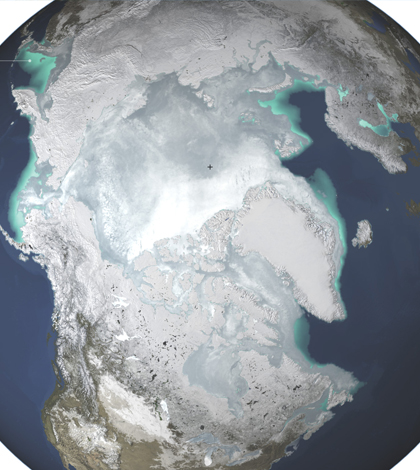 Arctic ice reached its lowest peak level since 1978. (Credit: NASA)