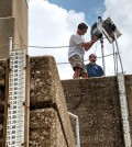 Installation of a NexSens 3100-iSIC Data Logger at Newburgh Locks and Dam on the Ohio River. (Credit: Greg Youngstrom, ORSANCO)