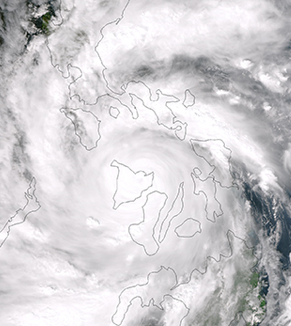 A super typhoon centered over Philippines' Panay Island. (Credit: NASA/NOAA)