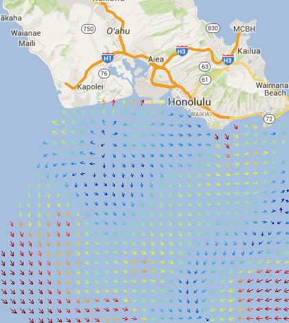 The Pacific Islands Ocean Observing System's Voyager tool now covers ocean surface currents. (Courtesy PacIOOS)