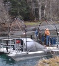 marine fisheries commission Rotary screw trap being used near Brinnon, WA. (Courtesy of Washington Department of Fish & Wildlife)