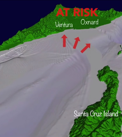 Researchers use a computer model to predict what may happen if an earthquake sent a tsunami toward the California coast. (Credit: University of California, Riverside)