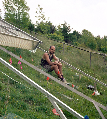 Raj Whitlock during fieldwork at Buxton Climate Change Impacts Lab, summer 2009. (Credit: Raj Whitlock / University of Sheffield)