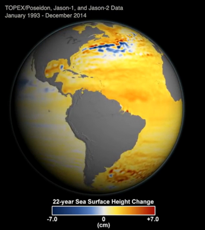 New model maps sea level rise. (Credit: NASA)