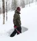 Ryan Webb digs a snow pit at a research site in northwestern Colorado. (Credit: Niah Venable)