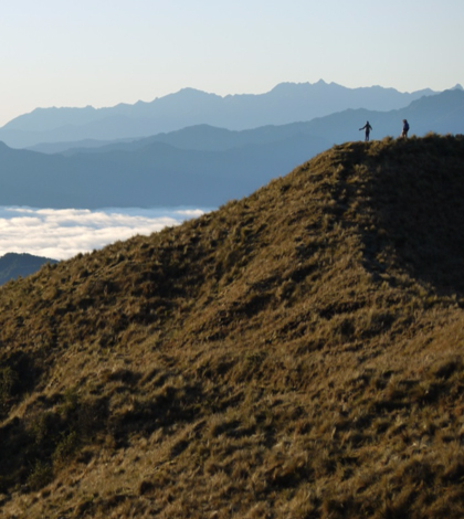 Researchers enjoy the sunrise at the Tres Cruces lookout in Manu National Park in the southern Peruvian Andes (Credit: Kenneth Feeley).