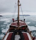University of California, Irvine glaciologists aboard the Cape Race, in August 2014, map remote Greenland fjord bottoms and glacier melt that's raising sea levels around the globe. (Credit: University of California, Irvine)