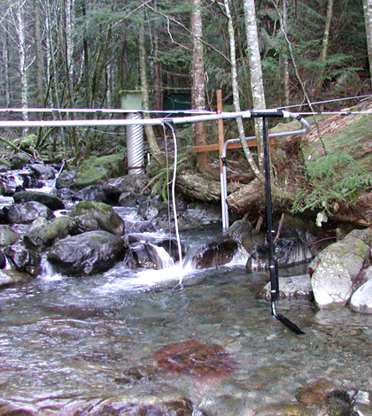 This station on Hard Creek supplied some of the study’s small stream data. (Credit: Weyerhaeuser)