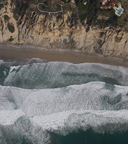 San Diego coastline as seen from a research aircraft. (Credit: Scripps Institution of Oceanography)