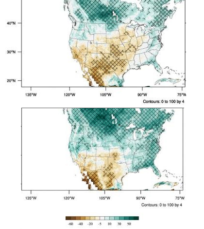 Sample maps show different North American climate model scenarios. (Credit: Argonne National Laboratory)