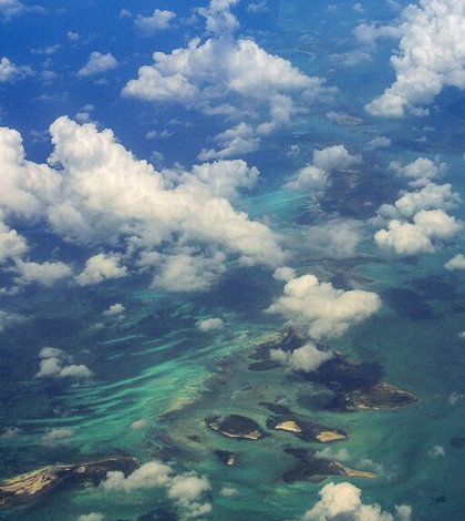 Clouds over small Caribbean islands. (Credit: Adam Wilson / University at Buffalo)