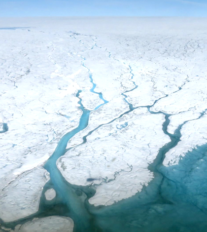 Rivers of melted ice on Greenland. (Credit: Maria-José Viñas / NASA Earth Science News Team)