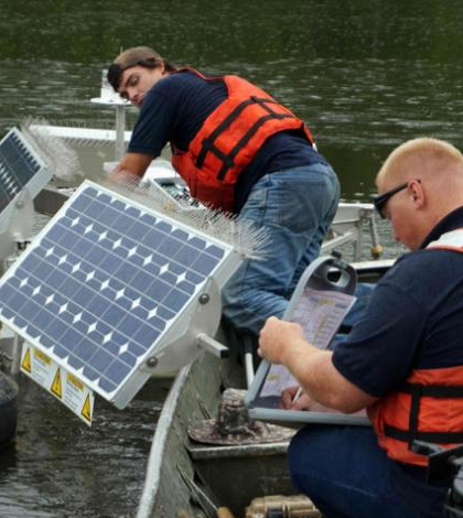 State officials began deploying SolarBees in 2014 to battle pollution in Jordan Lake. (Credit: Edward Wilson)