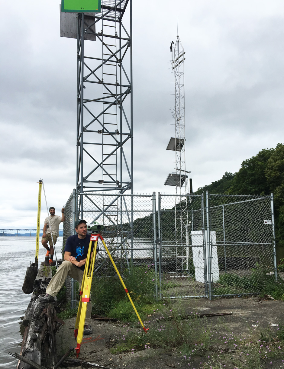 Researchers installing the Tide Station at Turkey Point, Ulster County 