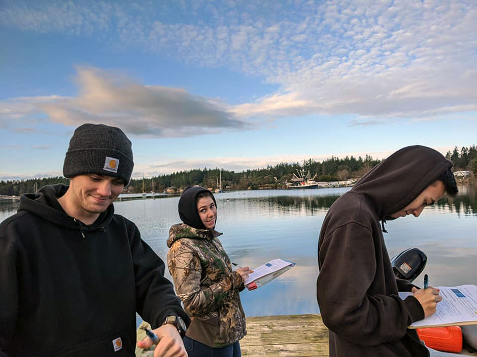 group of graduate students learning about remote sensing technology