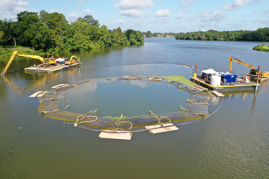 2 Sevenson dredges on a lake