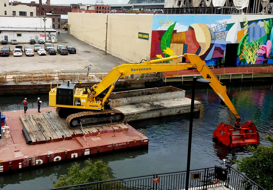 a Sevenson dredger in a canal