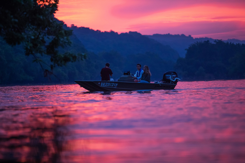 Dr. Durelle Scott and two of his students on the New River in Blacksburg, Virginia. 