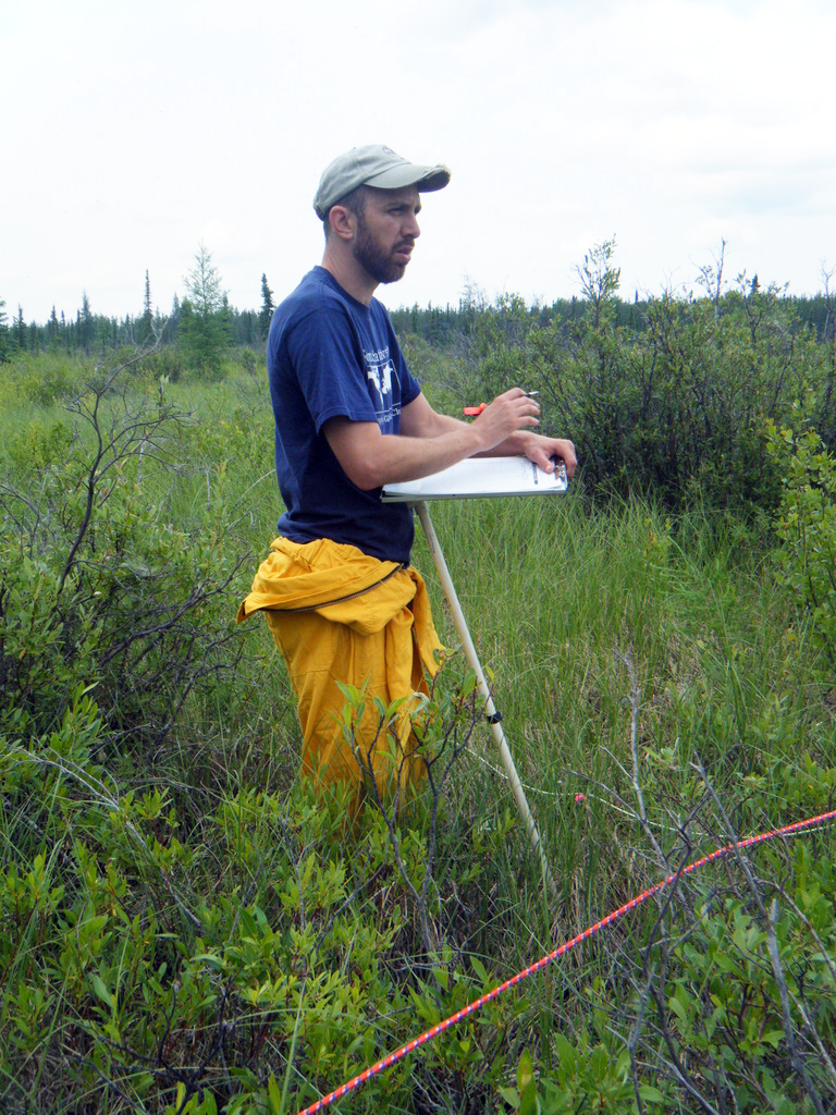 Marc-Andre conducting fieldwork to better understand wildfires in Wood Buffalo National Park, Alberta and the Northwest Territories