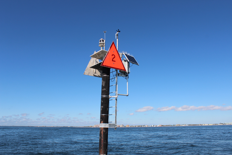 Gulf of Mexico RECON station. In addition to the standard water quality sensors this site is also equipped with meteorological sensors.