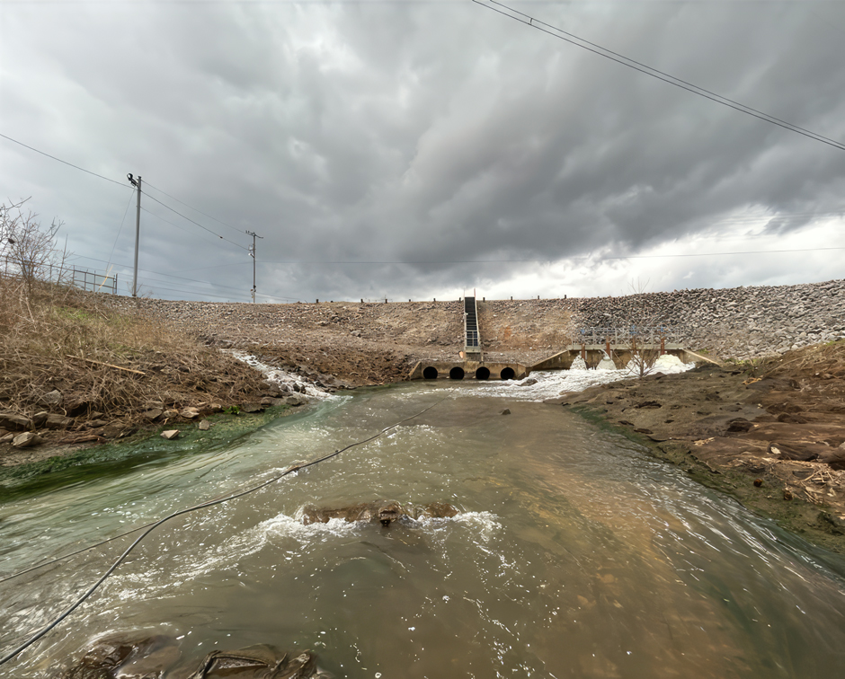 A discharge channel for a power plant being measured 