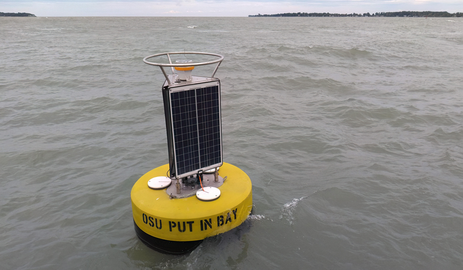 Pictures of our buoy in the water after deployed from the R/V Gibraltar III